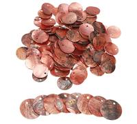 sourcing map 60Pcs Capiz Shells 1.5cm/0.6" Round Natural Shells with 2 Holes for Seashell Wind Chimes Curtain Shell Garland DIY Craft Wedding Home Decoration, Brown