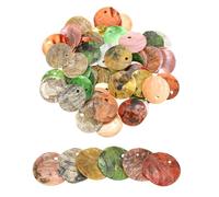 sourcing map 60Pcs Capiz Shells 1.5cm/0.6" Round Natural Shells with 2 Holes for Seashell Wind Chimes Curtain Shell Garland DIY Craft Wedding Home Decoration, Forest Color