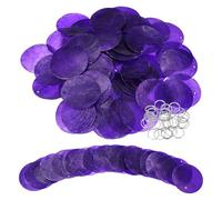 sourcing map 60Pcs Capiz Shells, 5cm/2" Round Natural Shells with 2 Holes and Silver Ring for Seashell Wind Chimes Curtain Shell Garland DIY Jewelry Craft Wedding Home Decoration, Dark Purple