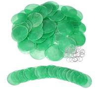 sourcing map 60Pcs Capiz Shells, 5cm/2" Round Natural Shells with 2 Holes and Silver Ring for Seashell Wind Chimes Curtain Shell Garland DIY Jewelry Craft Wedding Home Decoration, Emerald Green