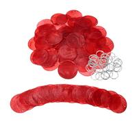 sourcing map 60Pcs Capiz Shells, 5cm/2" Round Natural Shells with 2 Holes and Silver Ring for Seashell Wind Chimes Curtain Shell Garland DIY Jewelry Craft Wedding Home Decoration, Red