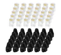 sourcing map 60pcs Cat6 RJ45 Pass Through Connectors, RJ45 Connector 8P8C Gold Plated Plugs with 60pcs Black Strain Relief Boots for Solid or Stranded UTP Ethernet Cable, 1.1mm