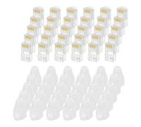sourcing map 60pcs Cat6 RJ45 Pass Through Connectors, RJ45 Connector 8P8C Gold Plated Plugs with 60pcs White Strain Relief Boots for Solid or Stranded UTP Ethernet Cable, 1.1mm