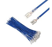 sourcing map 60Pcs Female Spade Crimp Terminal with Insulating Sleeve 4.8mm, Female Spade Quick Connector Assortment Kit with 20cm Wires, Flame Retardant Cover, Blue