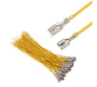 sourcing map 60Pcs Female Spade Crimp Terminal with Insulating Sleeve 6.30mm, Female Spade Quick Connector Assortment Kit with 20cm Wires, Flame Retardant Cover, Yellow