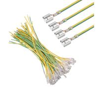 sourcing map 60Pcs Female Spade Crimp Terminal with Insulating Sleeve 6.30mm, Female Spade Quick Connector Assortment Kit with 20cm Wires, Flame Retardant Cover, Yellow/Green