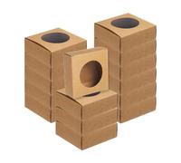 sourcing map 60Pcs Kraft Soap Boxes, 3.1" x 3.1" x 1.18" Mini Kraft Treat Box with Clear Window for Candy Cookie Gift Party Favor Treats Packaging (Brown)