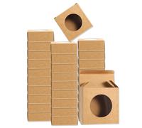 sourcing map 60Pcs Kraft Soap Boxes for Homemade Soap, 3" x 3" x 1.2" Mini Kraft Treat Boxes with Clear Window Candy Cookie Gift Boxes for Party Favor Treats Packaging (Brown)