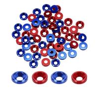 sourcing map 60pcs M3 Counterbore Washers, 8mm/0.31inch Anodized Aluminum Alloy, Head Gaskets for Screw RC/FPV/PC/Drone Accessories Parts, Navy Blue Red