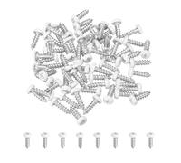 sourcing map 60Pcs M3 x 10mm White Pan Head Self Tapping Screws, Galvanized Carbon Steel Self Drilling Screws for Metal Sheet Metal Screw, Silver