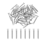 sourcing map 60Pcs M4.2x38mm White Flat Head Self Tapping Screws, 410 Stainless Steel Self Drilling Screws for Metal Sheet Metal Screw, Silver