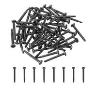 sourcing map 60Pcs M4.8 x 38mm Pan Head Self Tapping Screws, Galvanized Carbon Steel Self Drilling Screws for Metal Sheet Metal Screw, Black