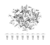 sourcing map 60Pcs M4.8x13mm White Pan Head Self Tapping Screws, 410 Stainless Steel Self Drilling Screws for Metal Sheet Metal Screw, Silver