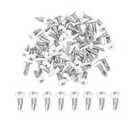 sourcing map 60Pcs M4.8x13mm White Thick Pan Head Self Tapping Screws, 410 Stainless Steel Self Drilling Screws for Metal Sheet Metal Screw, Silver