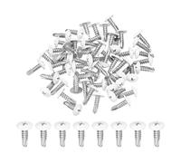 sourcing map 60Pcs M4.8x16mm White Pan Head Self Tapping Screws, 410 Stainless Steel Self Drilling Screws for Metal Sheet Metal Screw, Silver