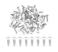 sourcing map 60Pcs M4.8x19mm White Pan Head Self Tapping Screws, 410 Stainless Steel Self Drilling Screws for Metal Sheet Metal Screw, Silver