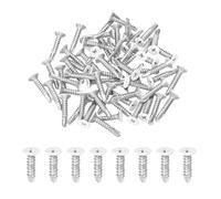 sourcing map 60Pcs M4.8x25mm White Flat Head Self Tapping Screws, 410 Stainless Steel Self Drilling Screws for Metal Sheet Metal Screw, Silver