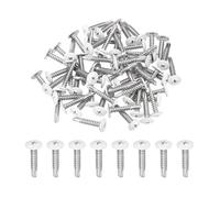 sourcing map 60Pcs M4.8x25mm White Pan Head Self Tapping Screws, 410 Stainless Steel Self Drilling Screws for Metal Sheet Metal Screw, Silver