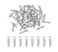 sourcing map 60Pcs M4.8x25mm White Thick Pan Head Self Tapping Screws, 410 Stainless Steel Self Drilling Screws for Metal Sheet Metal Screw, Silver