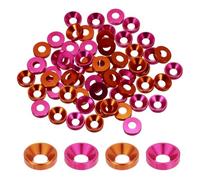 sourcing map 60pcs M4 Counterbore Washers, 10mm/0.39inch Anodized Aluminum Alloy, Head Gaskets for Screw RC/FPV/PC/Drone Accessories Parts, Hot Pink Orange
