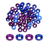 sourcing map 60pcs M4 Counterbore Washers, 10mm/0.39inch Anodized Aluminum Alloy, Head Gaskets for Screw RC/FPV/PC/Drone Accessories Parts, Navy Blue Purple