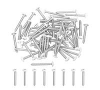 sourcing map 60Pcs M4 x 30mm White Pan Head Self Tapping Screws, Galvanized Carbon Steel Self Drilling Screws for Metal Sheet Metal Screw, Silver