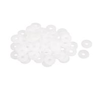sourcing map 60Pcs M6 Nylon Flat Washers 6mm ID 20mm OD 2mm Thick Plain Washer Grommets Plastic Sheet Gasket Fastener Sealing Spacer Gasket Ring, White