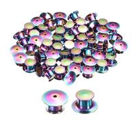 sourcing map 60Pcs Metal Locking Pin Backs, Pin Keepers Locking Clasp Flat Head Clamp Needle Back Lock for DIY Brooch Crafts Badges Enamel Lapel, Multicolor