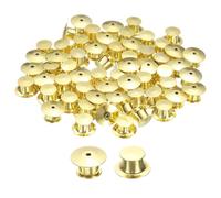 sourcing map 60Pcs Metal Locking Pin Backs, Pin Keepers Locking Clasp Flat Head Clamp Needle Back Lock for DIY Brooch Crafts Badges Enamel Lapel, Gold