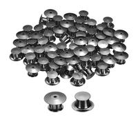 sourcing map 60Pcs Metal Locking Pin Backs, Pin Keepers Locking Clasp Flat Head Clamp Needle Back Lock for DIY Brooch Crafts Badges Enamel Lapel, Metallic Black