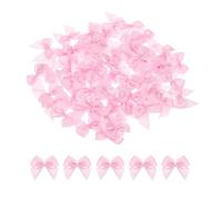 sourcing map 60Pcs Mini Light Pink Ribbon Bow with Pearl 1" Ribbon Flowers Appliques for Craft DIY Hair Bow Sewing Wedding Party Christmas Decoration