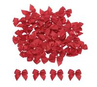 sourcing map 60Pcs Mini Red Ribbon Bow with Pearl 1" Ribbon Flowers Appliques for Craft DIY Hair Bow Sewing Wedding Party Christmas Decoration