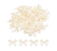 sourcing map 60Pcs Mini Ribbon Bow 1.5" Mini Fabric Satin Ribbon Flower Bows for Craft DIY Sewing Wedding Birthday Party Light Yellow
