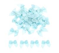 sourcing map 60Pcs Mini Ribbon Bow 1" Mini Fabric Satin Ribbon Flower Bows for Craft DIY Sewing Wedding Birthday Party Light Blue