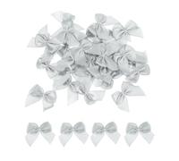 sourcing map 60Pcs Mini Ribbon Bow 1" Mini Fabric Satin Ribbon Flower Bows for Craft DIY Sewing Wedding Birthday Party Gray