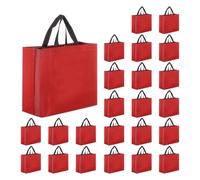 sourcing map 60pcs Reusable Gift Bags, Red Tote Glossy Grocery Shopping Bag with Handles for Birthday Parties, Wedding, Christmas - 13"x10.6"x5.1"