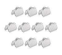sourcing map 60Pcs Ribbon End Crimp Clamps, 10.5mm Pointed Texture Stainless Steel Pinch Cord End Clasps for DIY Bracelet Making, Silver Tone