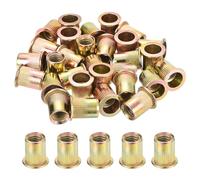 sourcing map 60Pcs Rivet Nuts Flat Head, 3/8"-16 Carbon Steel Threaded Insert Nuts Knurled Body