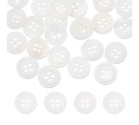 sourcing map 60Pcs Round Natural Shell Buttons,12.5mm 4 Holes Mother of Pearl Craft Seashell Sewing Buttons for Clothes Shirts Dresses Sewing DIY Craft Making, White