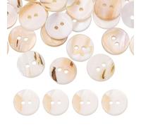 sourcing map 60Pcs Round Natural Shell Buttons,15mm 2 Holes Mother of Pearl Craft Seashell Sewing Buttons for Clothes Shirts Dresses Sewing DIY Craft Making, White