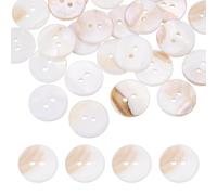 sourcing map 60Pcs Round Natural Shell Buttons,18mm 2 Holes Mother of Pearl Craft Seashell Sewing Buttons for Clothes Shirts Dresses Sewing DIY Craft Making, Cream Yellow Khaki