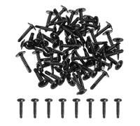 sourcing map 60Pcs ST4.2 x 19mm Pan Head Self Tapping Screws, Galvanized Carbon Steel Self Drilling Screws for Metal Sheet Metal Screw, Black