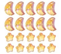 sourcing map 60Pcs Star Moon Shaped Beads, 2 Style Acrylic Spacer Assorted Beads Aesthetic Beads for Keychain Craft DIY, Gold Rose Red