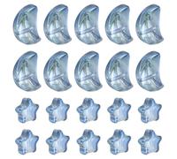sourcing map 60Pcs Star Moon Shaped Beads, 2 Style Acrylic Spacer Assorted Beads Aesthetic Beads for Keychain Craft DIY, Blue