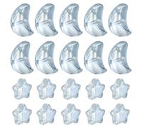 sourcing map 60Pcs Star Moon Shaped Beads, 2 Style Acrylic Spacer Assorted Beads Aesthetic Beads for Keychain Craft DIY, Light Blue Grey