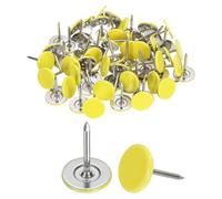 sourcing map 60Pcs Upholstery Tacks, 11mmx15mm Flat Head Thumb Tack Decorative Furniture Nails Push Pins for Furniture Sofa Headboards, Light Yellow
