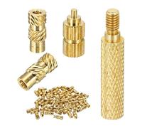 sourcing map 60Set M2 Heat Threaded Inserts with Soldering Tip, 3.5mm OD, 8mm Height, Brass Nut Rod Inserts Knurled for 3D Printing Component Plastic Part