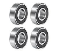 sourcing map 6202-2RS Deep Groove Ball Bearings, 4pcs 15mm I.D x 35mm O.D x 11mm Thick C3 Double Rubber Sealed Chrome Steel (ABEC5, Black)