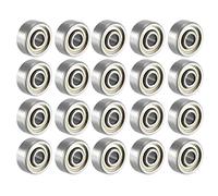 sourcing map 623ZZ Ball Bearing 3mm x 10mm x 4mm Double Shielded 623-2Z 80023 Deep Groove Bearings, Carbon Steel (Pack of 20)