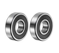 sourcing map 6305-2RS Deep Groove Ball Bearing,2pcs 25 x 62 x 17mm C3 Double Rubber Sealed Chrome Steel Bearings,Black